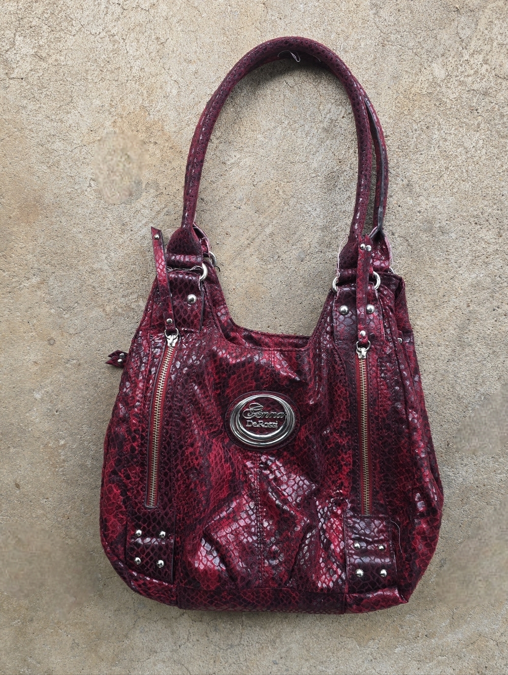 vtg y2k genna de Rossi Snakeskin cvnty Grunge goth snake print handbag